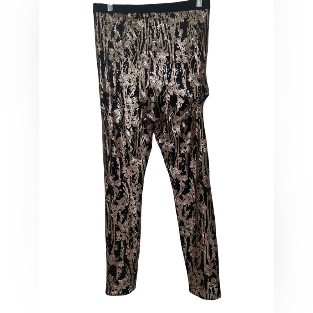 BCBG Maxazria New NWT Dusty Pink Floral Sequin Pants Size Medium